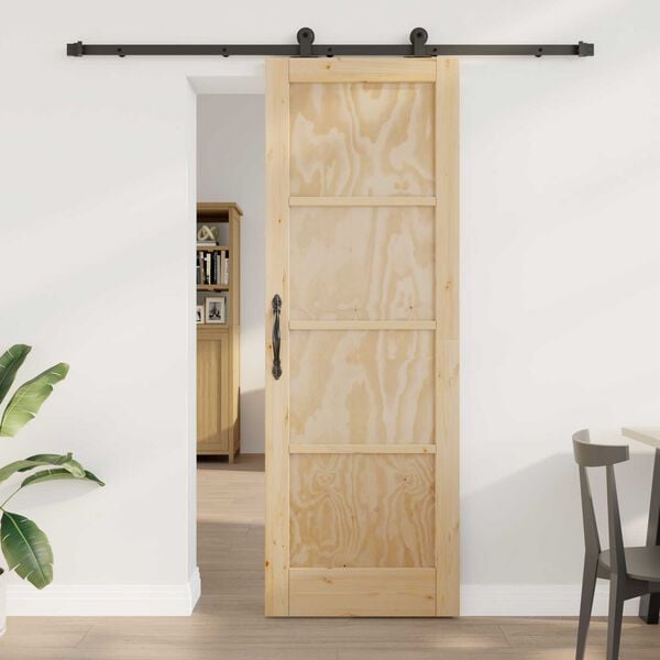 vidaXL Σετ Συρόμενης Πόρτας Φυσικό και μαύρο 73.5 x 211 εκ