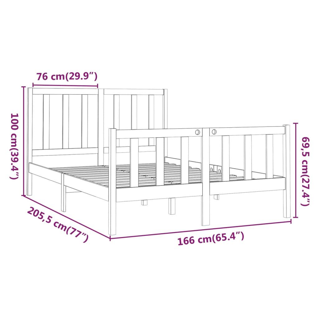 vidaXL Σκελετός Κρεβ. Χωρίς Στρώμα Λευκό 160x200 εκ Μασίφ Πεύκο