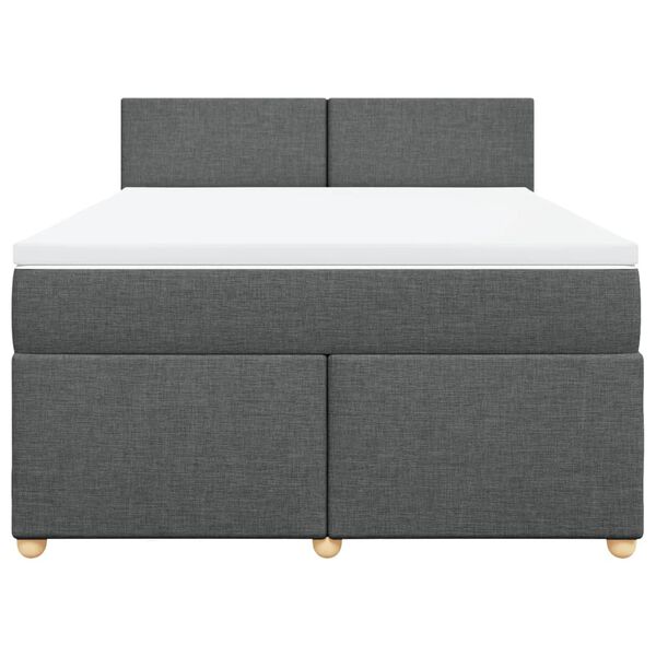 vidaXL Κρεβάτι Boxspring με Στρώμα Σκούρο Γκρι 160x200 εκ Υφασμάτινο
