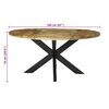 vidaXL Τραπεζαρία Μαύρη δρυς 160 x 160 x 76 cm ακατέργαστο ξύλο μάνγκο