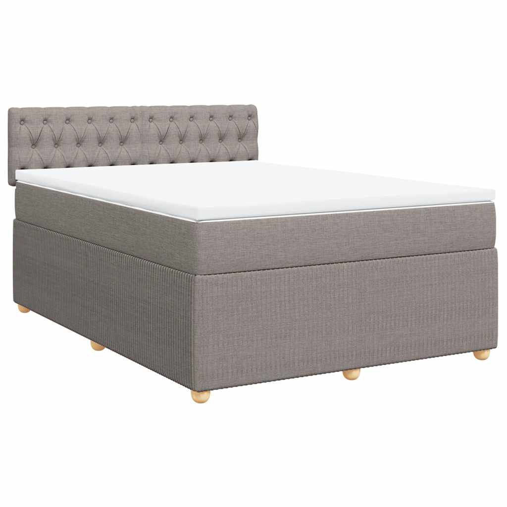 vidaXL Κρεβάτι Boxspring με Στρώμα Taupe 140x200 εκ. Υφασμάτινο