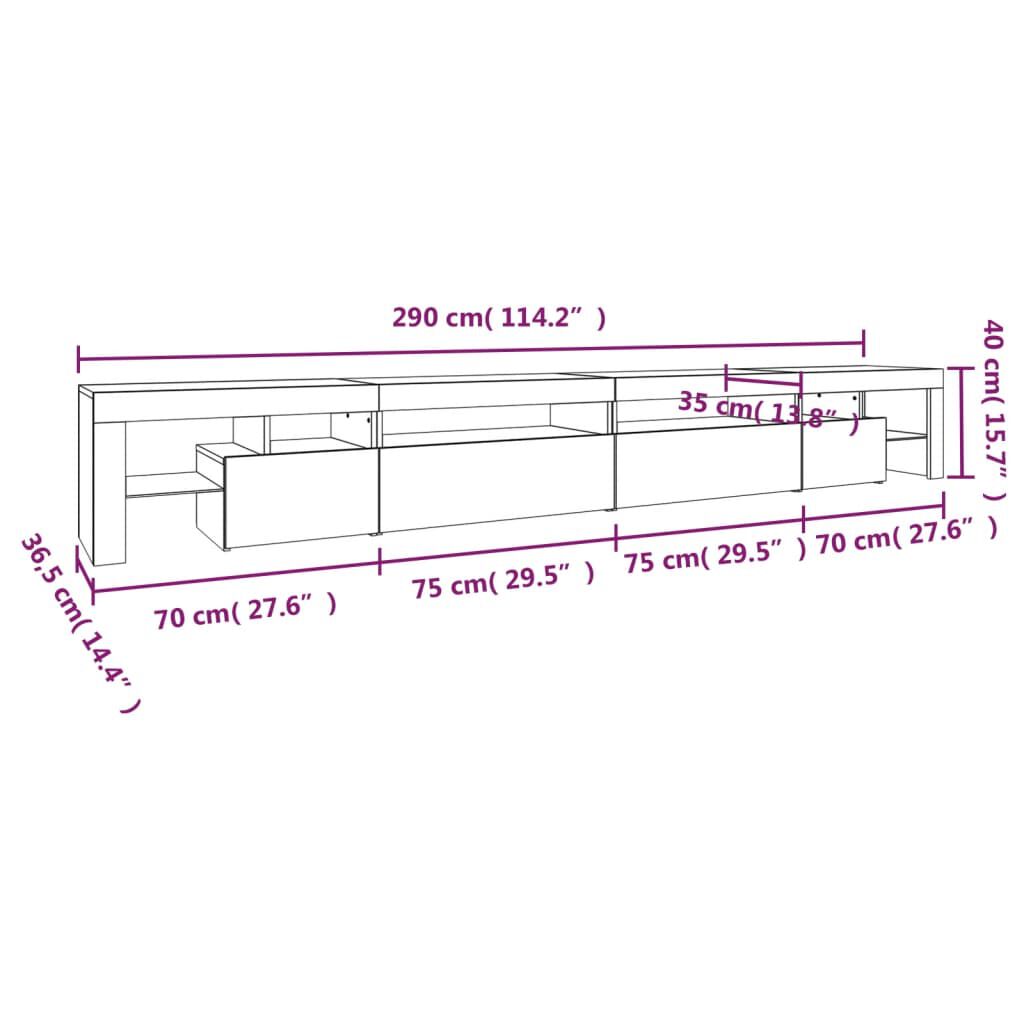 vidaXL Έπιπλο Τηλεόρασης με LED Sonoma Δρυς 290x36,5x40 εκ.