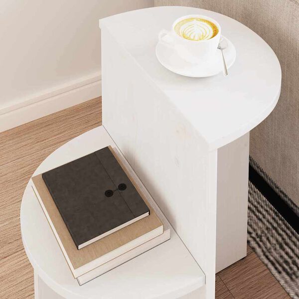 vidaXL Τραπεζάκι σαλονιού Λευκό 50 x 40 x 50 εκ Μασίφ ξύλο πεύκου