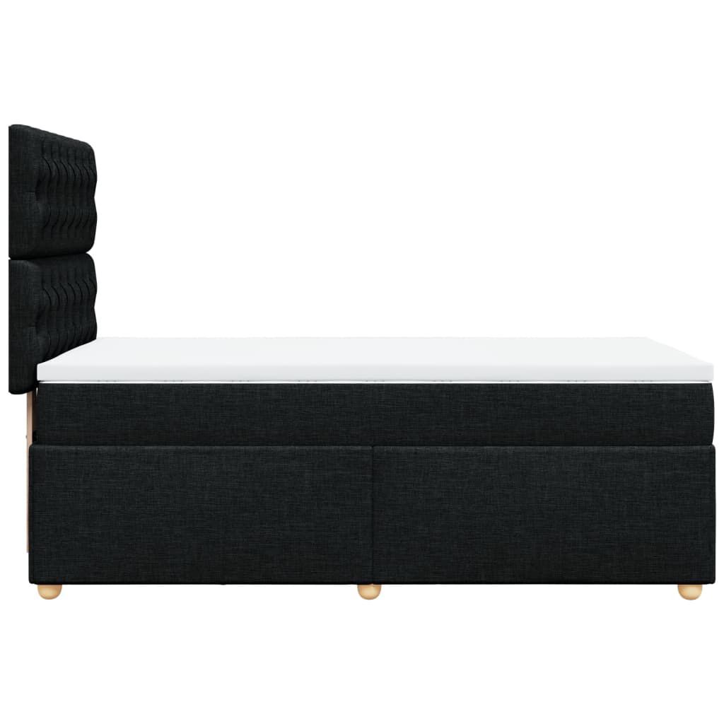 vidaXL Κρεβάτι Boxspring με Στρώμα Μαύρο 90x200 εκ. Υφασμάτινο