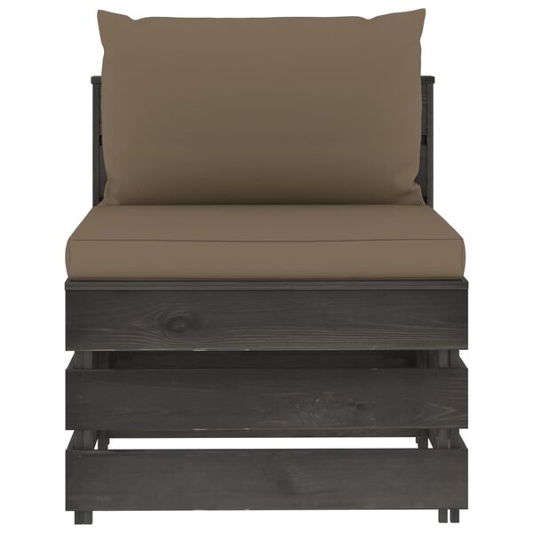 vidaXL Καναπές Μεσαίος Τμηματικός Γκρι Εμποτισμένο Ξύλο με Μαξιλάρια