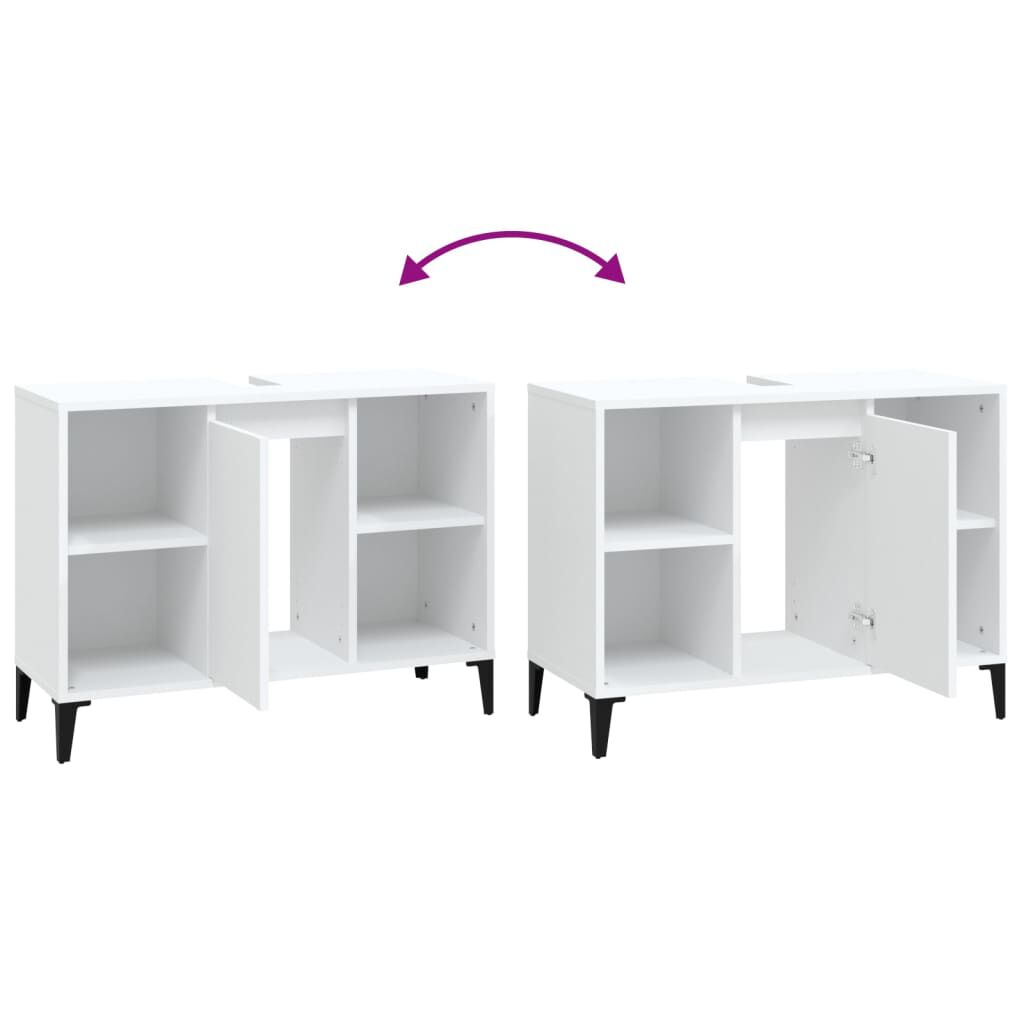 vidaXL Ντουλάπι Νιπτήρα Λευκό 80 x 33 x 60 εκ. Επεξεργασμένο Ξύλο