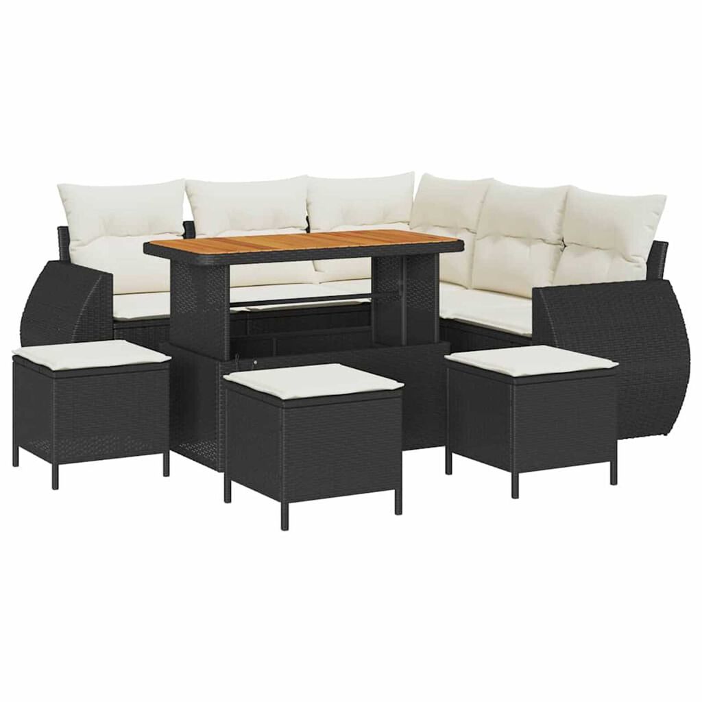 vidaXL Σετ Καναπέ Κήπου 9 pcs Μαύρο συνθετικό ρατάν