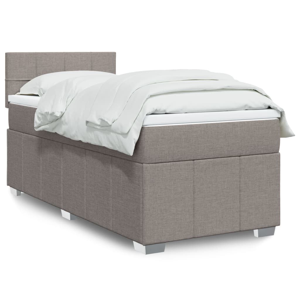vidaXL Κρεβάτι Boxspring με Στρώμα Taupe 90x190 εκ.Υφασμάτινο