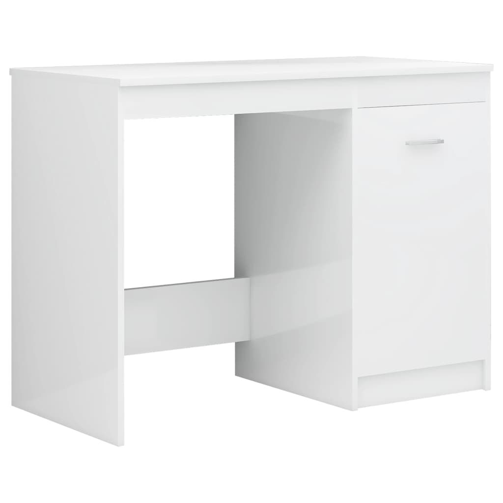vidaXL Γραφείο Γυαλιστερό Λευκό 140 x 50 x 76 εκ. από Επεξ. Ξύλο