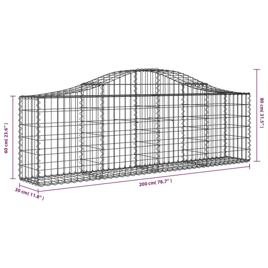 vidaXL Συρματοκιβώτια Τοξωτά 8 τεμ. 200x30x60/80 εκ. Γαλβαν. Ατσάλι