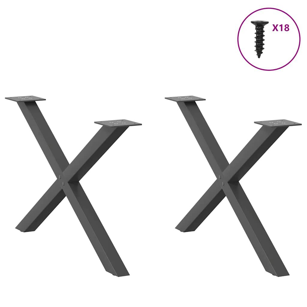 vidaXL Πόδια Τραπεζιού Σαλονιού σε Σχήμα Χ, 2 τεμ. Ανθρακί 70x(42-43) εκ. Ατσάλι