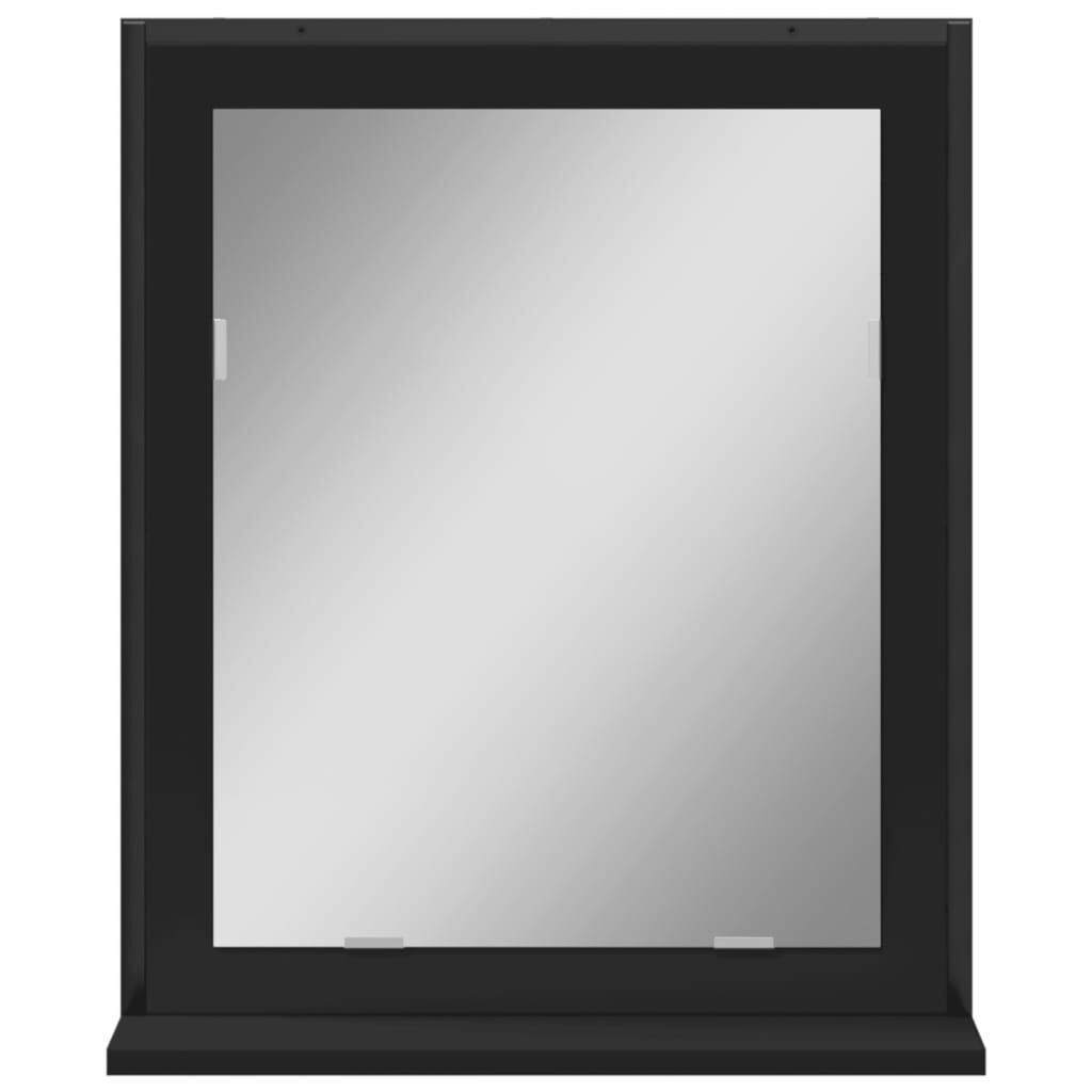 vidaXL Καθρέφτης Μπάνιου με Ράφι Μαύρος 50x12x60 εκ. από Επεξ. Ξύλο