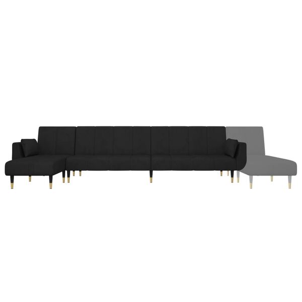 vidaXL Καναπές Κρεβάτι Γωνιακός Μαύρος 275 x 140 x 70 εκ. Βελούδινος
