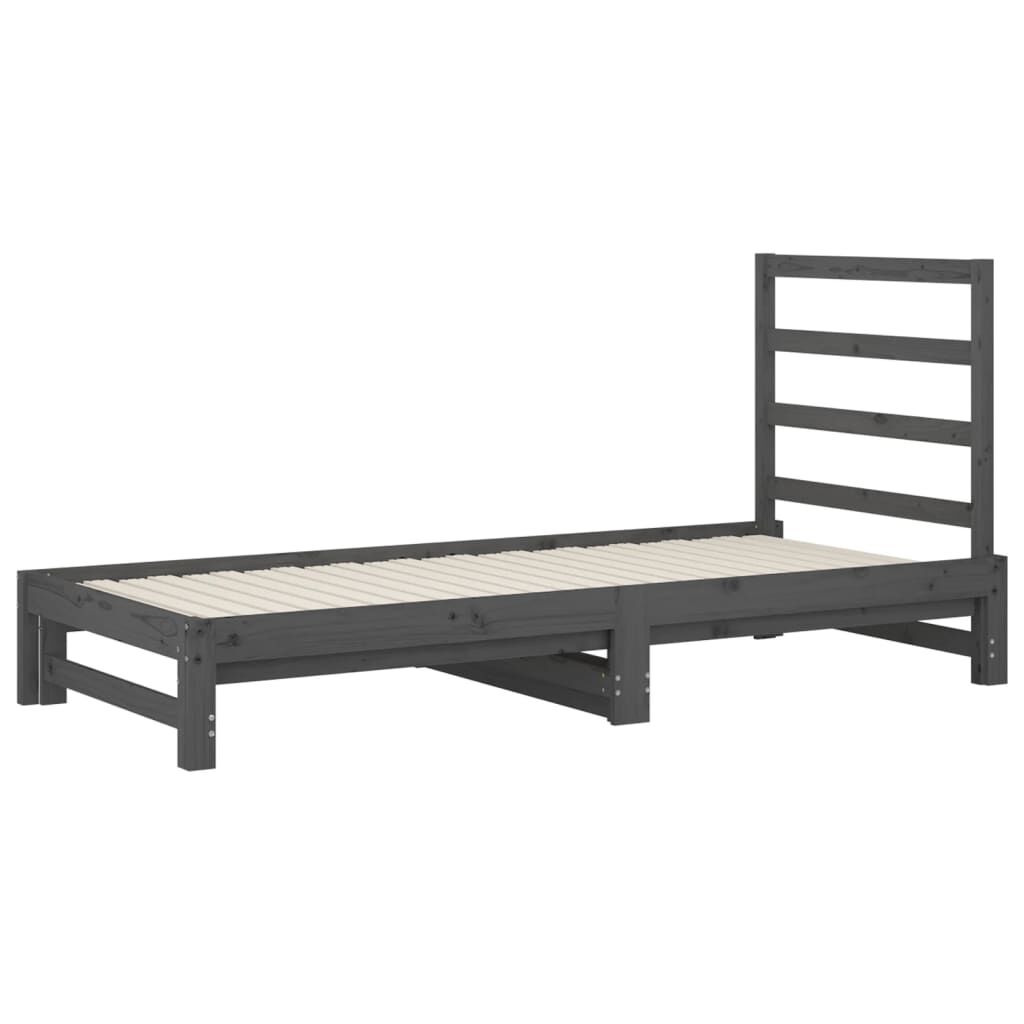 vidaXL Καναπές Κρεβάτι Συρόμενος Γκρι 2x(90x200) εκ. Μασίφ Ξύλο Πεύκου