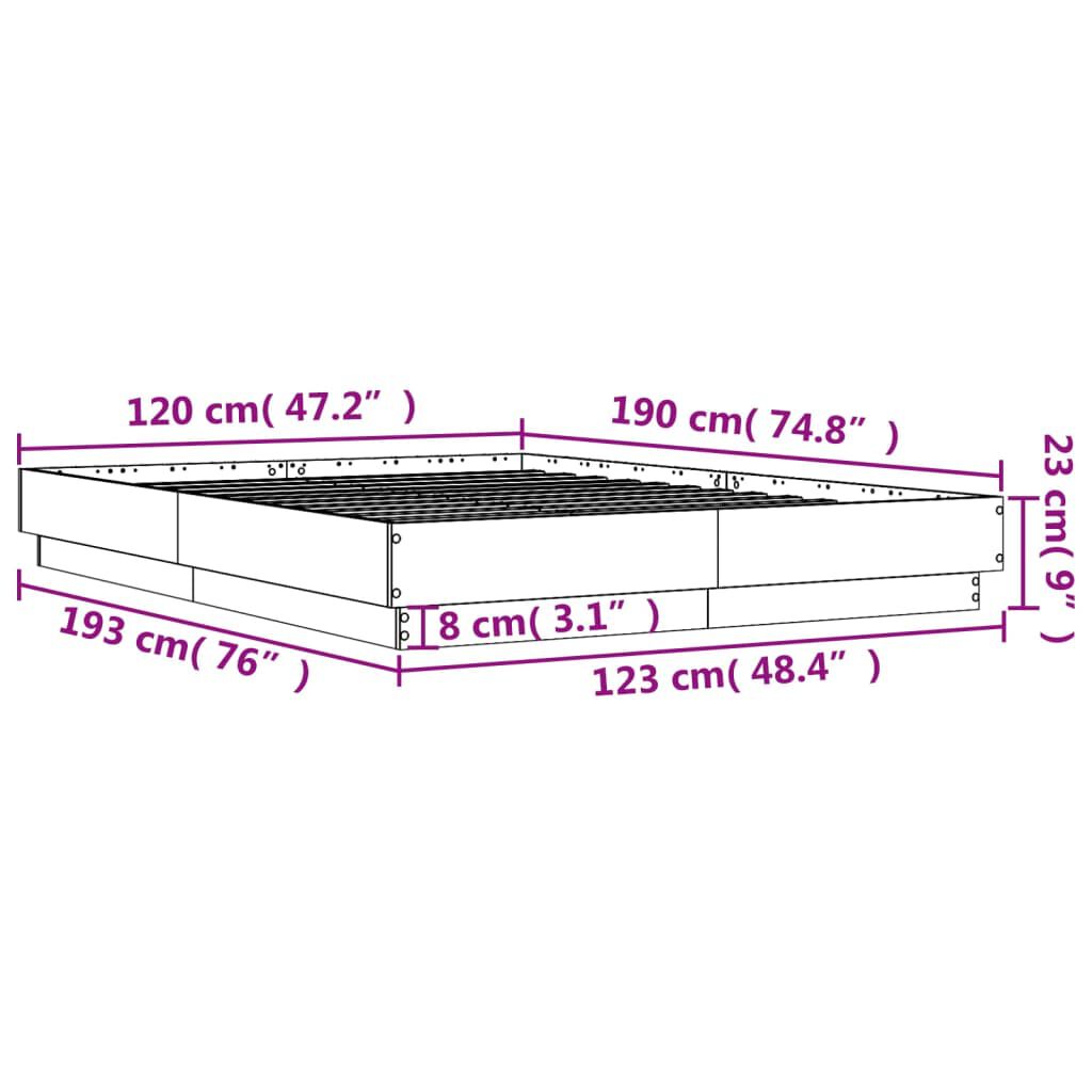 vidaXL Πλαίσιο Κρεβατιού Μαύρο 120x190 εκ. από Επεξεργασμένο Ξύλο
