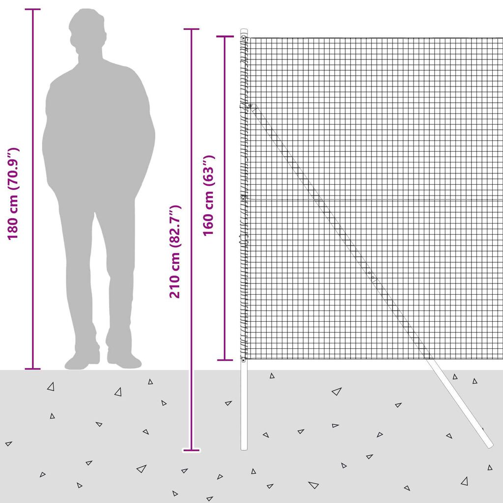 vidaXL Φράχτης Welded Wire με 7 παλάμες Γκρι 1.6x10 μ
