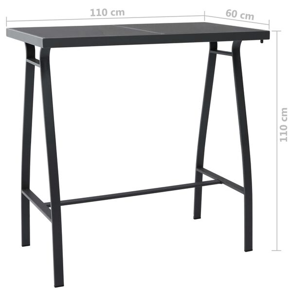 vidaXL Τραπέζι Μπαρ Κήπου Μαύρο 110 x 60 x 110 εκ. από Ψημένο Γυαλί