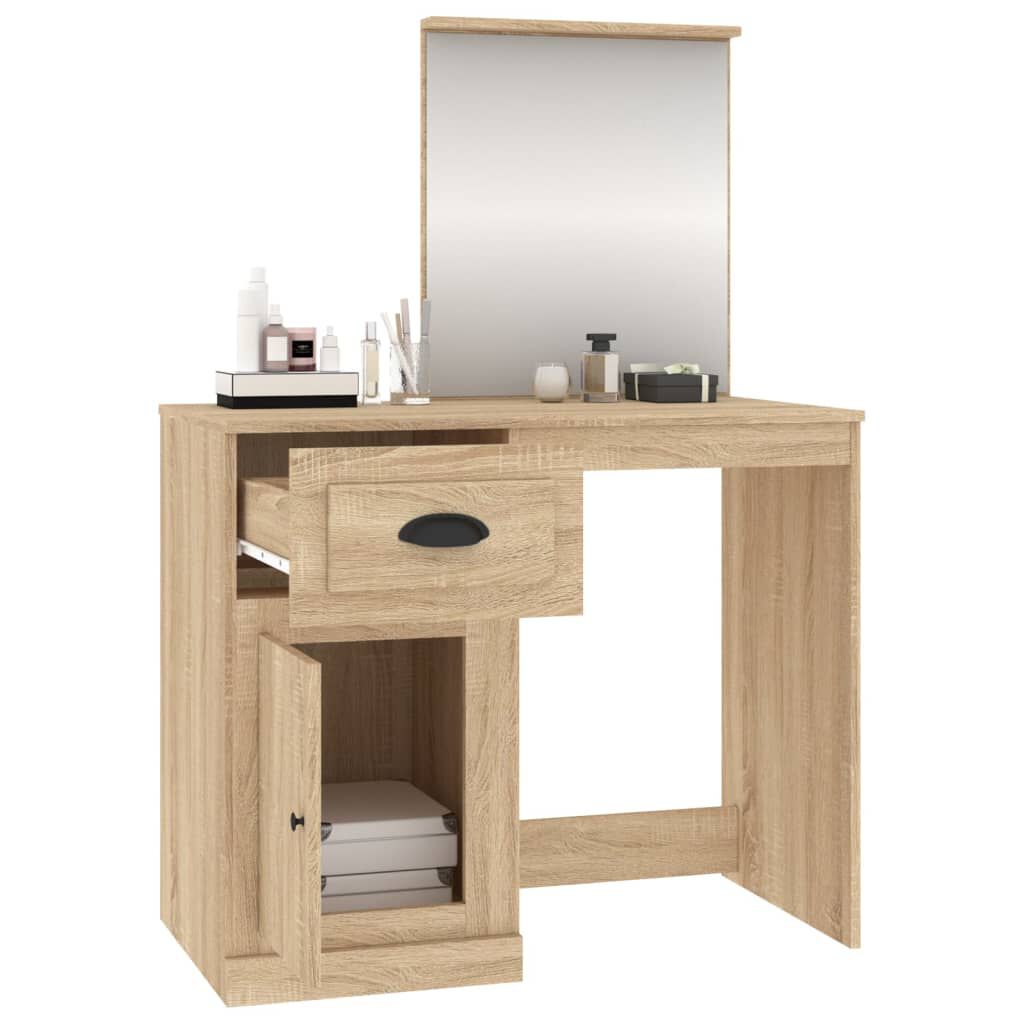 vidaXL Μπουντουάρ με Καθρέφτη Sonoma Δρυς 90x50x132,5 εκ. Επεξ. Ξύλο