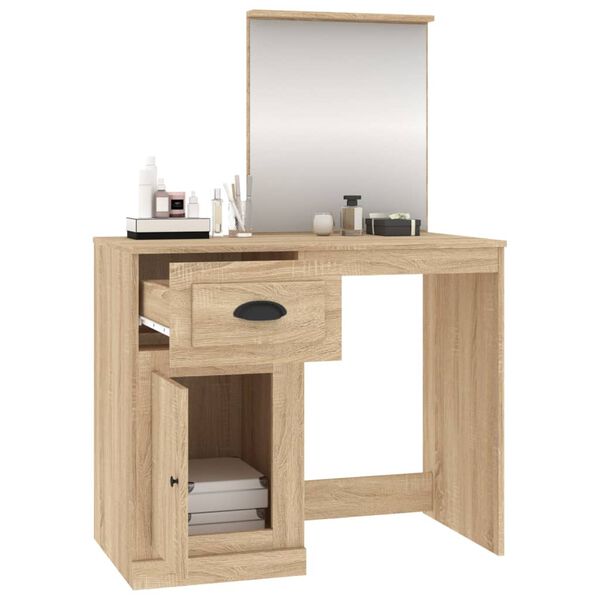 vidaXL Μπουντουάρ με Καθρέφτη Sonoma Δρυς 90x50x132,5 εκ. Επεξ. Ξύλο