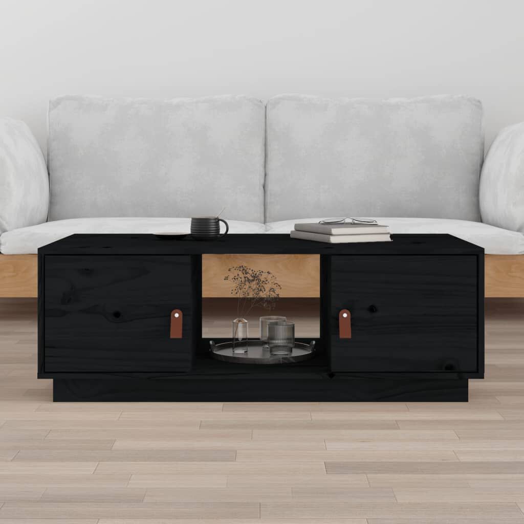 vidaXL Τραπεζάκι Σαλονιού Μαύρο 100x50x35 εκ. από Μασίφ Ξύλο Πεύκου