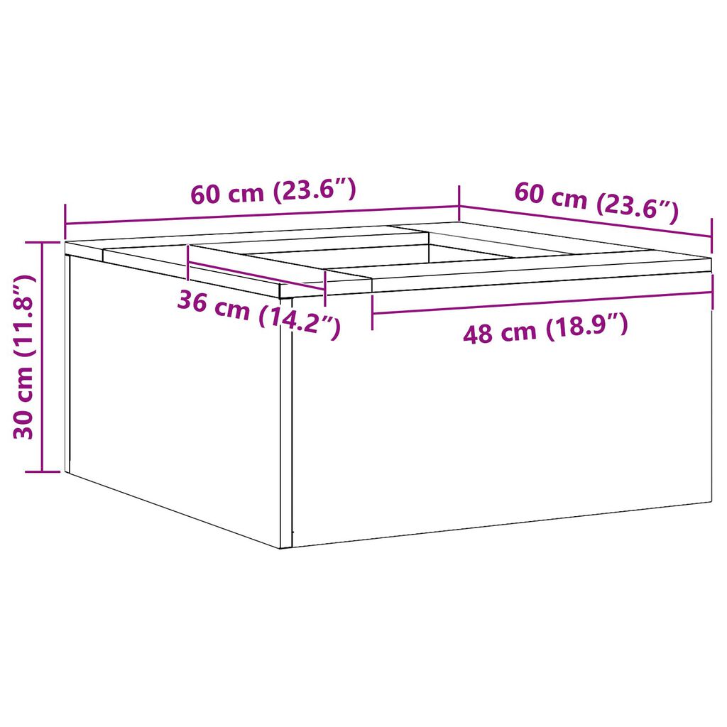 vidaXL Τζάκι Γωνιακό Μαύρο 60x60x30 εκ. Ατσάλι