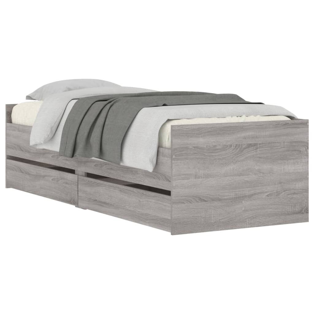 vidaXL Πλαίσιο Κρεβατιού με Συρτάρια Γκρι Sonoma 90 x 190 εκ.