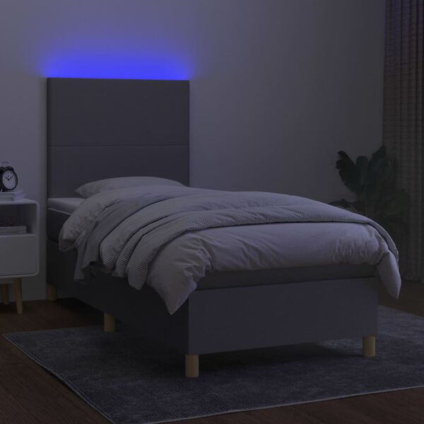 vidaXL &Kappa;&rho;&epsilon;&beta;ά&tau;&iota; Boxspring &mu;&epsilon; &Sigma;&tau;&rho;ώ&mu;&alpha; & LED &Alpha;&nu;.&Gamma;&kappa;&rho;&iota; 90x200 &epsilon;&kappa;. &Upsilon;&phi;&alpha;&sigma;&mu;ά&tau;&iota;&nu;&omicron;