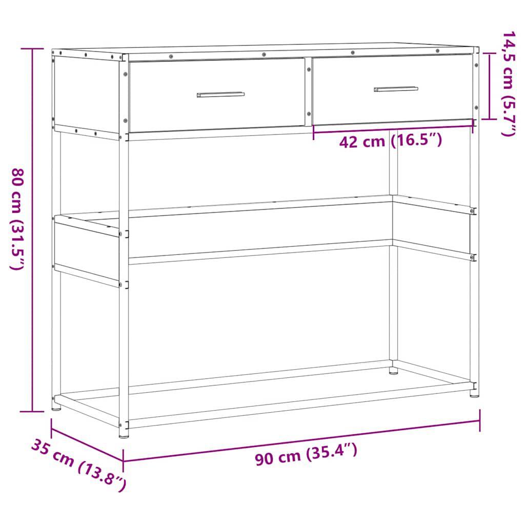 vidaXL Τραπέζι Κονσόλα Μαύρο 90x35x80 εκ. Επεξεργασμένο Ξύλο