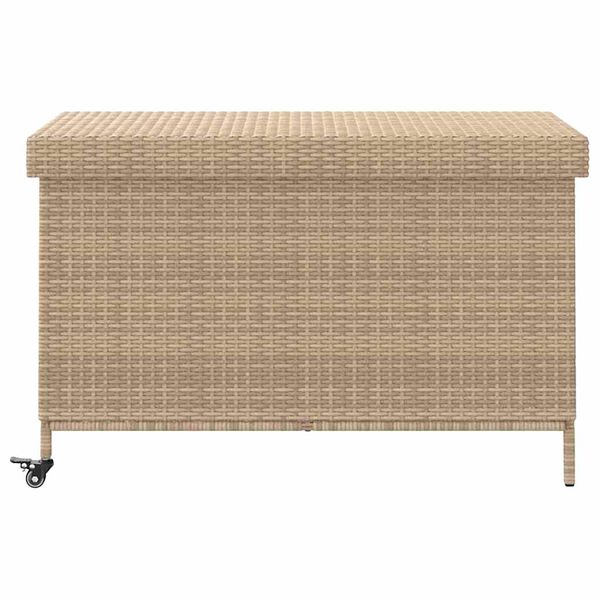 vidaXL Κουτί Αποθήκευσης Κήπου με Ρόδες 110x55x73 εκ. Συνθετικό Ρατάν