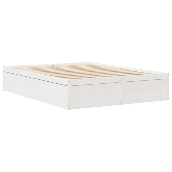 vidaXL Σκελετός Κρεβ. Χωρίς Στρώμα Λευκό 140x200 εκ Μασίφ Πεύκο