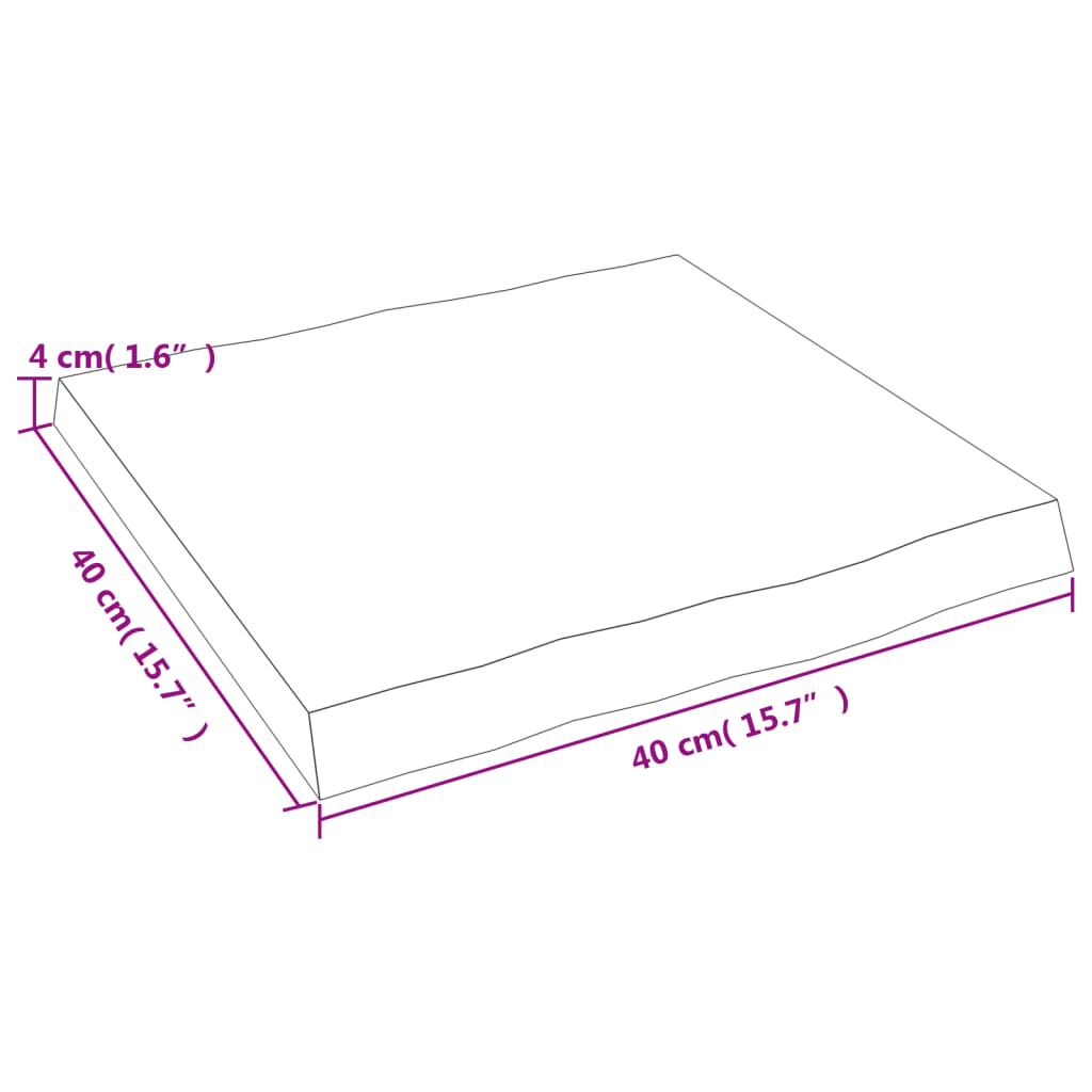 vidaXL Επιφάνεια Τραπεζιού 40x40x(2-4) εκ. Ακατέργ. Μασίφ Ξύλο Δρυός