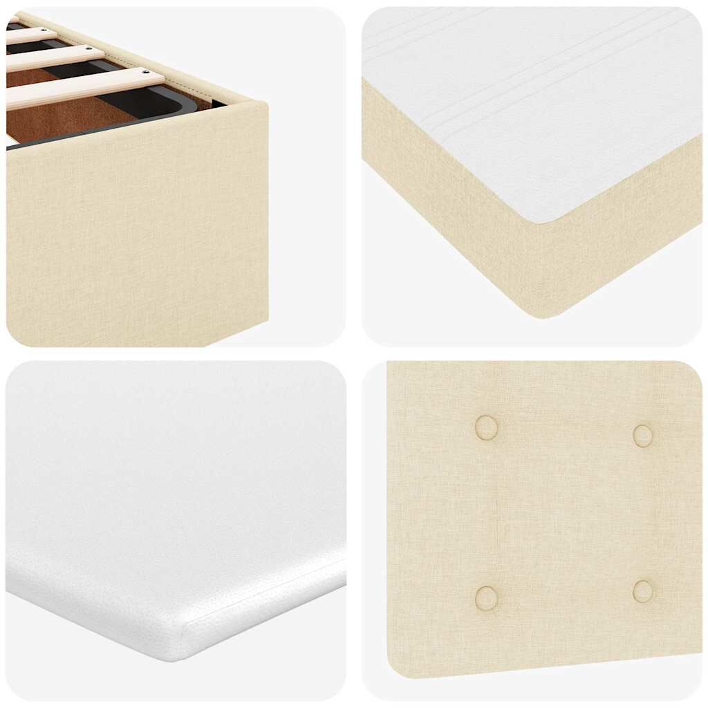vidaXL Οθωμανικό κρεβάτι με στρώμα Cream 140x190cm ύφασμα