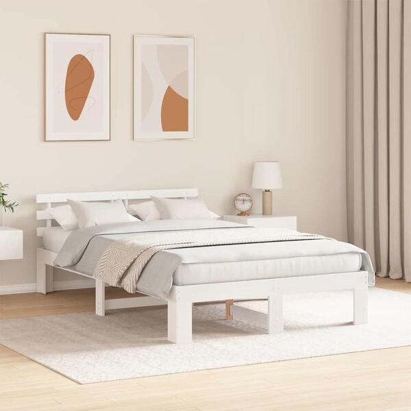 vidaXL Σκελετός Κρεβατιού Λευκό 120 x 200 cm Μασίφ ξύλο πεύκου