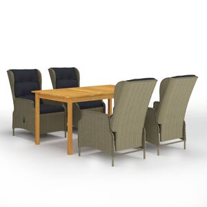 vidaXL Σετ Τραπεζαρίας Κήπου 5 Τεμαχίων Καφέ