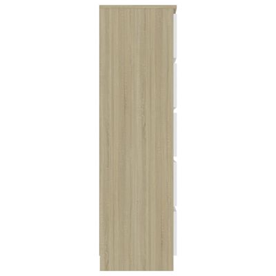 vidaXL Συρταριέρα Λευκή/Sonoma Δρυς 60 x 35 x 121 εκ. από Μοριοσανίδα