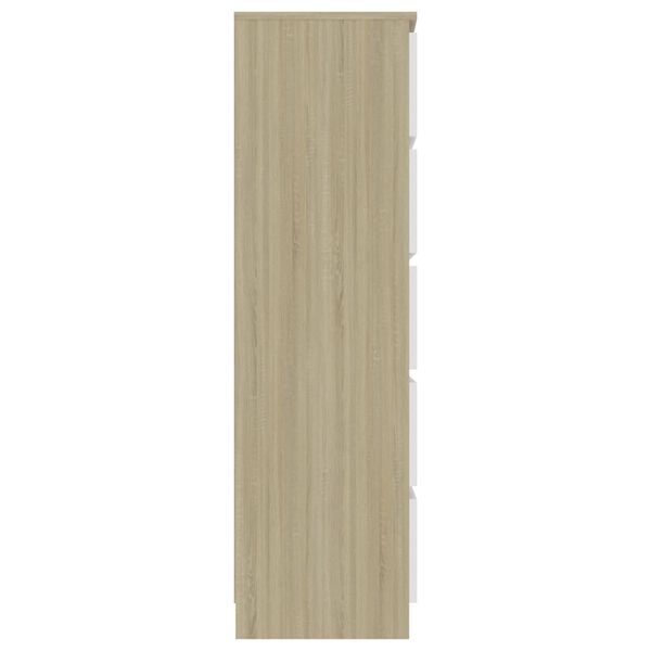 vidaXL Συρταριέρα Λευκή/Sonoma Δρυς 60 x 35 x 121 εκ. από Επεξ. Ξύλο