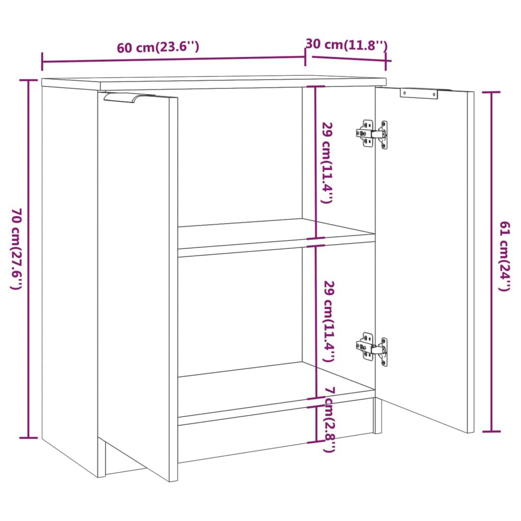 vidaXL Ντουλάπι Μαύρο 60 x 30 x 70 εκ. από Επεξεργασμένο Ξύλο