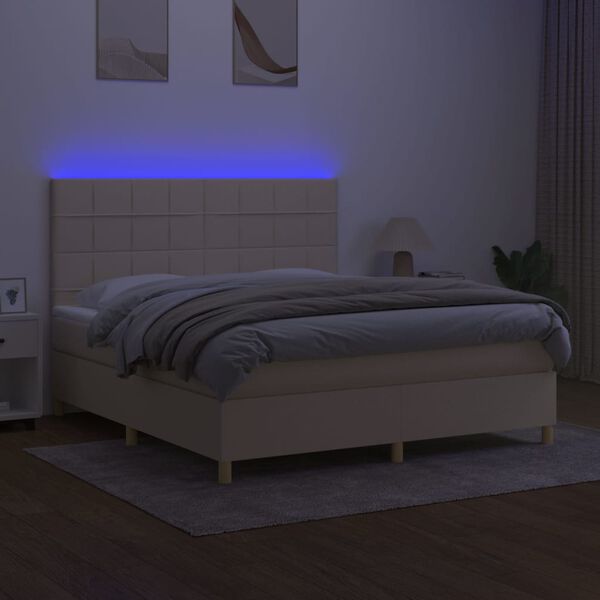 vidaXL &Kappa;&rho;&epsilon;&beta;ά&tau;&iota; Boxspring &mu;&epsilon; &Sigma;&tau;&rho;ώ&mu;&alpha; & LED &Kappa;&rho;&epsilon;&mu; 180x200 &epsilon;&kappa;. &Upsilon;&phi;&alpha;&sigma;&mu;ά&tau;&iota;&nu;&omicron;