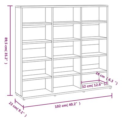 vidaXL Έπιπλο για CD Καπνιστή Δρυς 102x23x89,5 εκ. Επεξεργασμένο Ξύλο