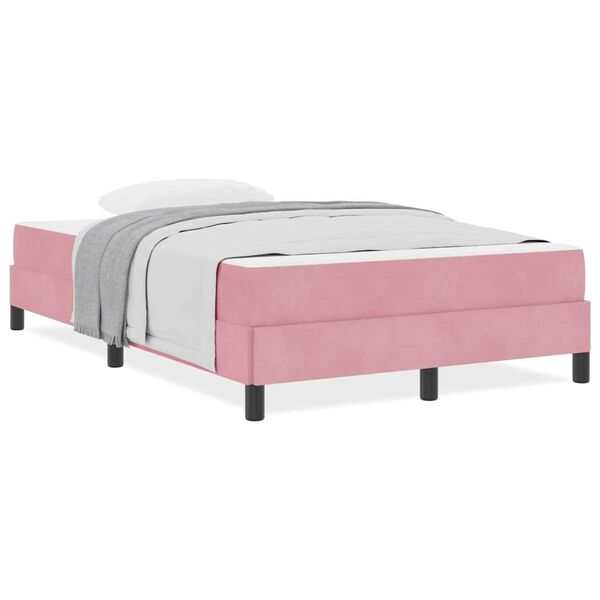 vidaXL Κρεβάτι box spring με στρώμα Ροζ 120 x 190 cm Βελούδο