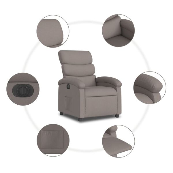 vidaXL Πολυθρόνα Ανακλινόμενη Ηλεκτρική Taupe Υφασμάτινη