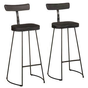 vidaXL Bar Stools 2 &tau;&epsilon;&mu;ά&chi;&iota;&alpha; &Mu;&alpha;ύ&rho;&omicron; 49x43x103 cm &Sigma;&tau;&epsilon;&rho;&epsilon;ό &xi;ύ&lambda;&omicron; Mango