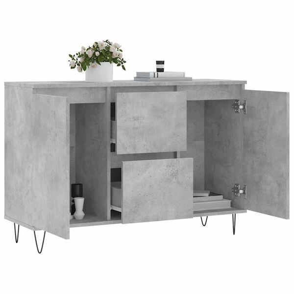 vidaXL Μπουφές Γκρι Σκυροδέματος 101,5x35x70 εκ. από Επεξεργασμένο Ξύλο
