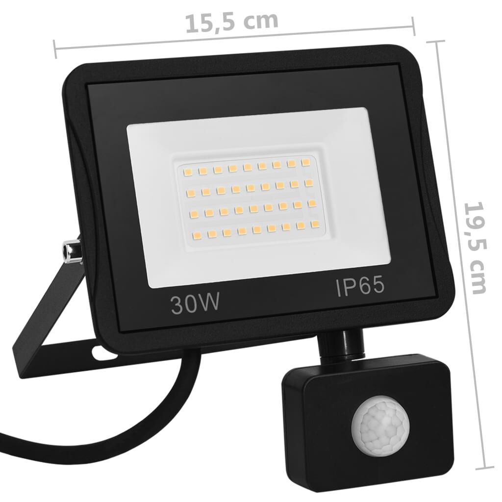 vidaXL Προβολέας LED με Αισθητήρα Θερμό Λευκό 30 W