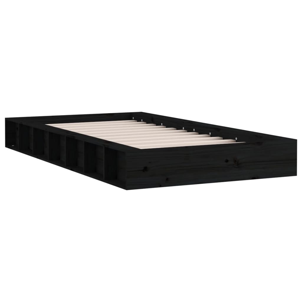 vidaXL Πλαίσιο Κρεβατιού Μαύρο 90 x 200 εκ. από Μασίφ Ξύλο