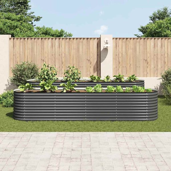 vidaXL Ζαρντινιέρα Υπερυψωμένη Γκρι 400x80x81 εκ. Γαλβανισμ. Χάλυβας