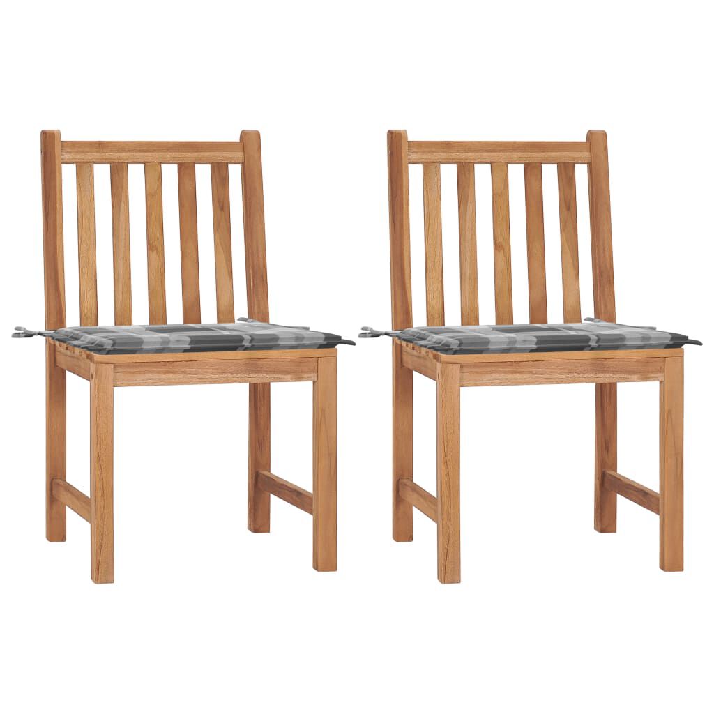 vidaXL Καρέκλες Κήπου 2 Τεμαχίων από Μασίφ Ξύλο Teak με Μαξιλάρια