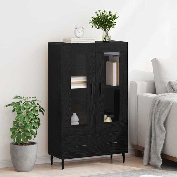vidaXL Highboard Μαύρη Οξυά 69,5 x 31 x 115 εκ. Επεξεργασμένο ξύλο