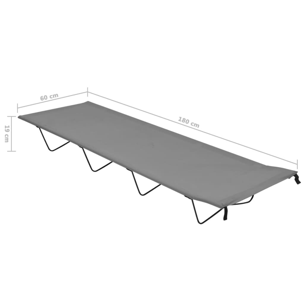 vidaXL Κρεβάτι Κάμπινγκ Γκρι 180x60x19εκ. Ύφασμα Oxford και Ατσάλι