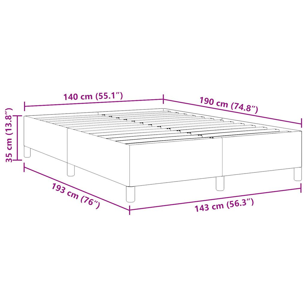 vidaXL Κρεβάτι Σκελετός Σκούρο Γκρι 140x190 εκ. Υφασμα Καρντούρας